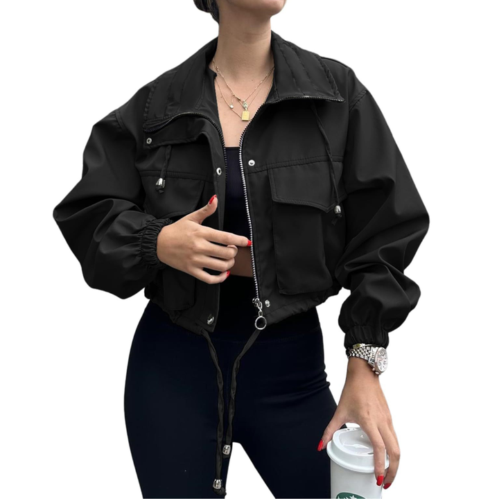 Ethel – Solid Zip-Up Crop Jacket