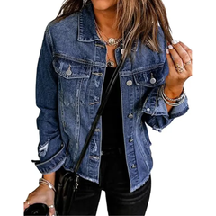 Brenda – Classic Distressed Denim Jacket