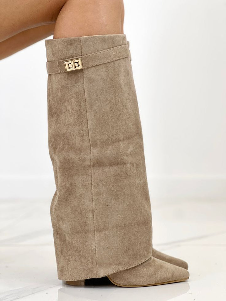 Arabella – Khaki Suede Boots