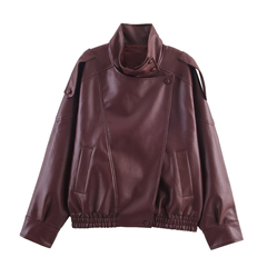 Cynthia – Vintage Lychee Grain Faux Leather Jacket