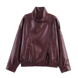 Cynthia – Vintage Lychee Grain Faux Leather Jacket
