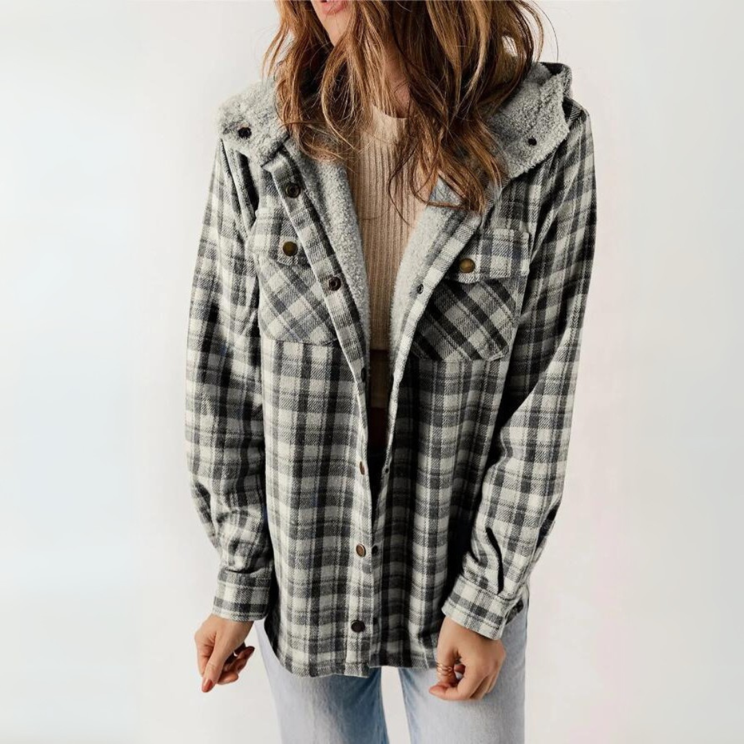 Josie – Casual Long Sleeve Button Front Hooded Coat
