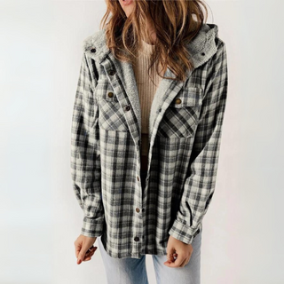 Josie – Casual Long Sleeve Button Front Hooded Coat