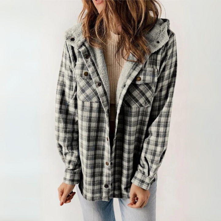 Josie – Casual Long Sleeve Button Front Hooded Coat