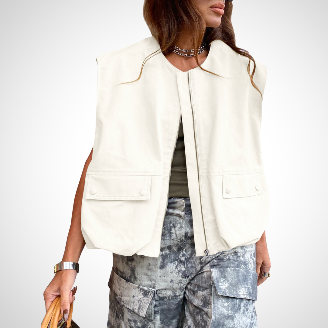 Jean – Casual Sleeveless Loose Zipper Vest