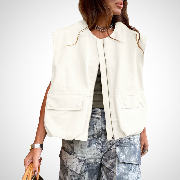 Jean – Casual Sleeveless Loose Zipper Vest