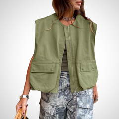 Jean – Casual Sleeveless Loose Zipper Vest