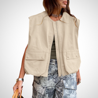 Jean – Casual Sleeveless Loose Zipper Vest