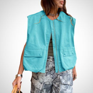 Jean – Casual Sleeveless Loose Zipper Vest