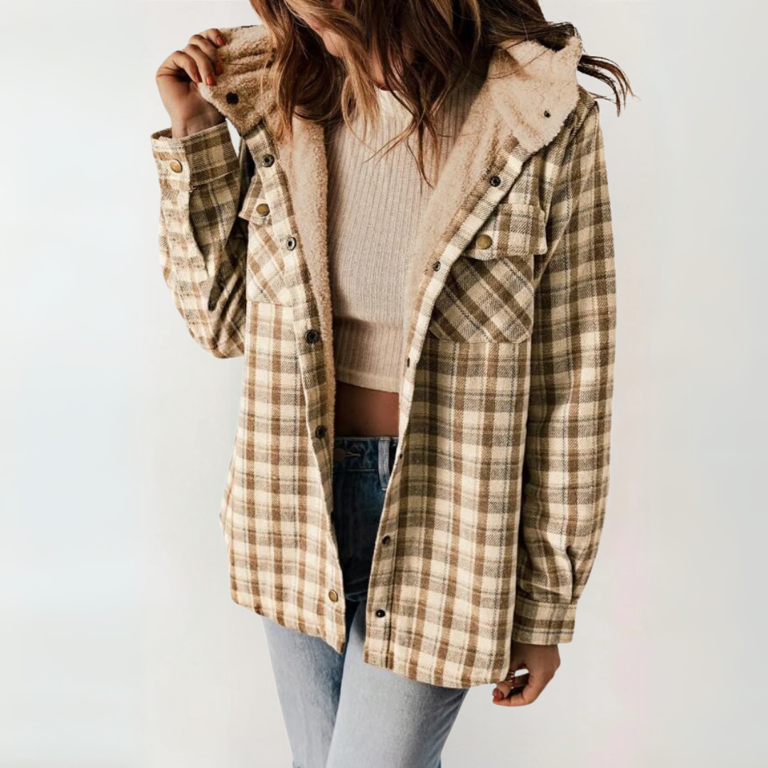 Josie – Casual Long Sleeve Button Front Hooded Coat