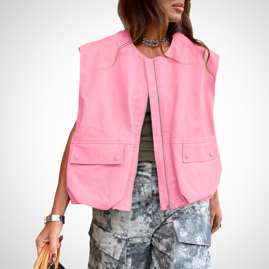 Jean – Casual Sleeveless Loose Zipper Vest