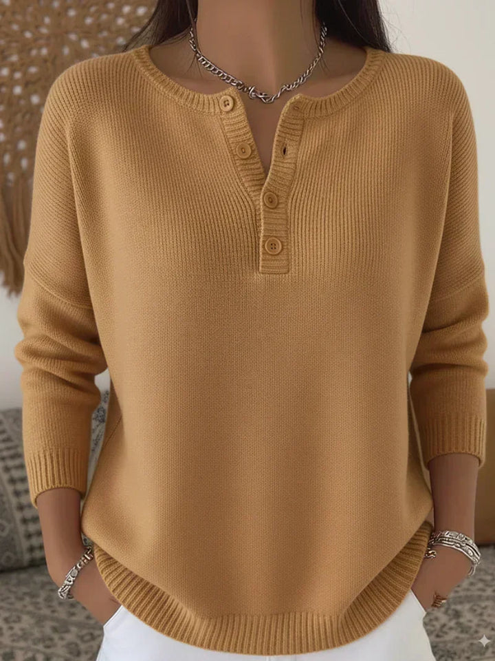 Helena | Strickpullover mit Henley-Knöpfen