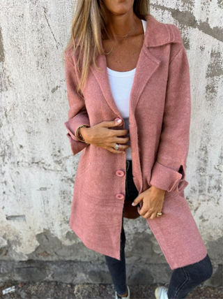 Marga | Cappotto Informale in Lana con Revers e Chiusura Semplice