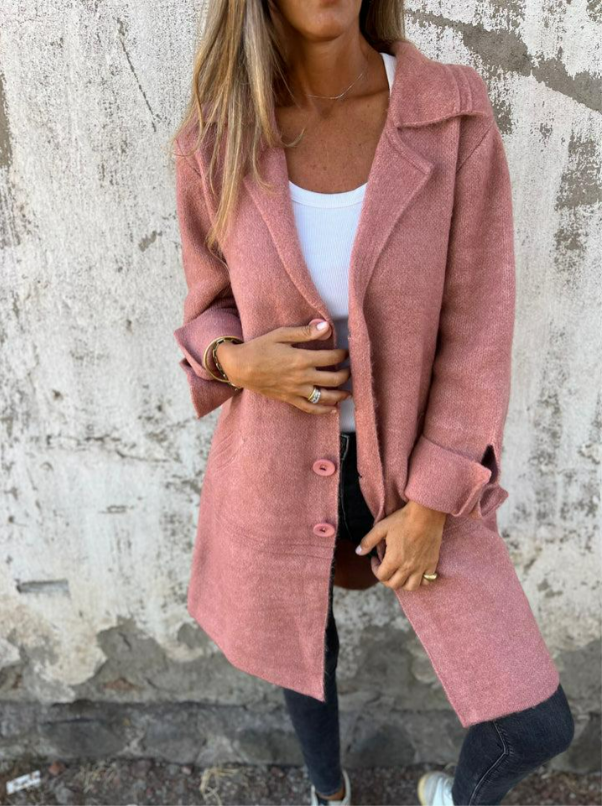 Marga | Cappotto Informale in Lana con Revers e Chiusura Semplice