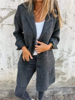 Marga | Cappotto Informale in Lana con Revers e Chiusura Semplice