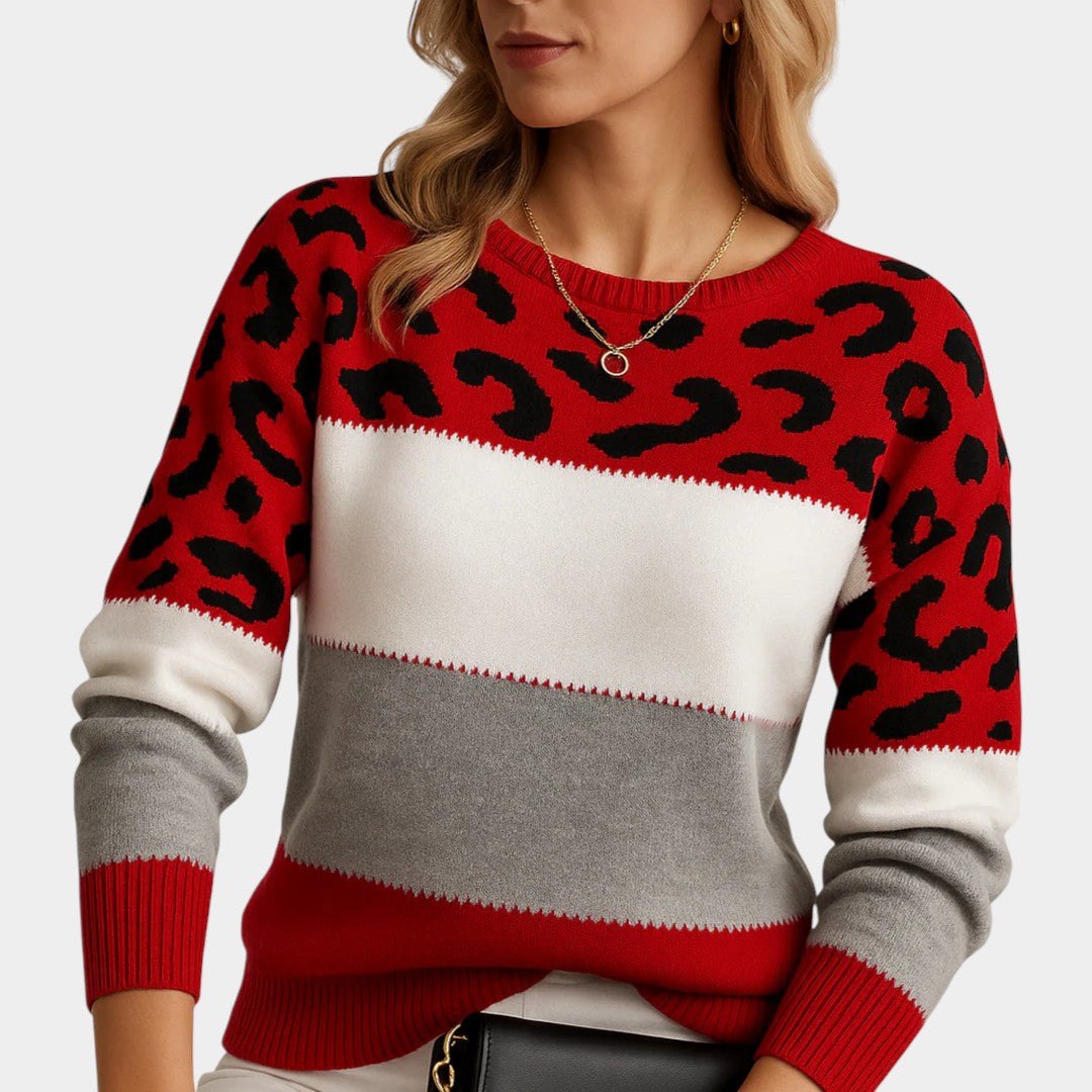 Petra – Ležérní svetr s leopardím designem