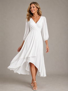 Mia™ | Elegantna Duga Haljina s V-Izrezom