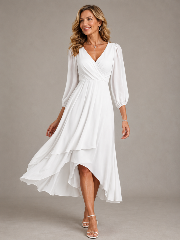Mia™ | Elegantna Duga Haljina s V-Izrezom