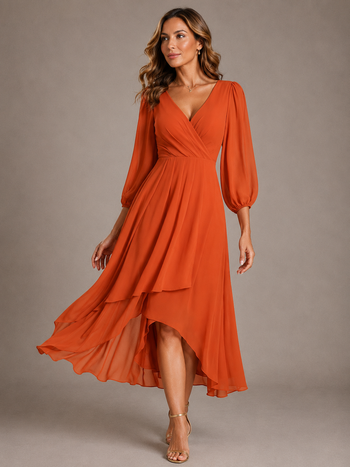 Mia™ | Elegantna Duga Haljina s V-Izrezom