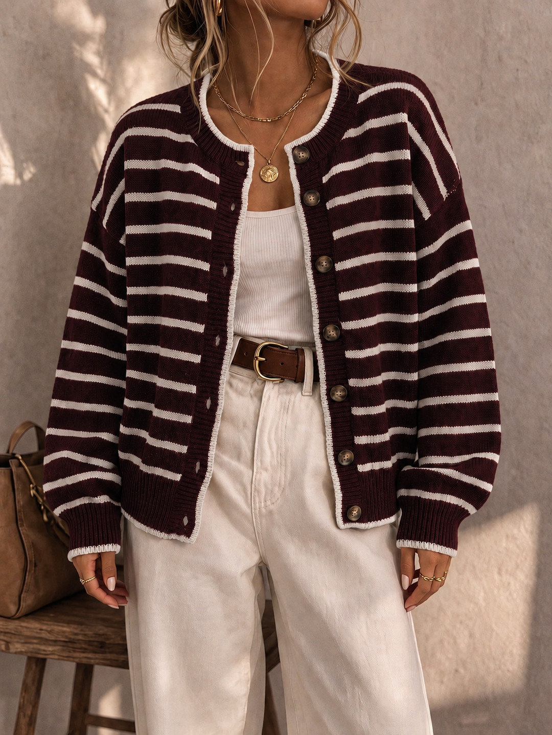 Céliane | Gestreifter, schicker Strickcardigan