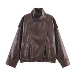 Cynthia – Vintage Lychee Grain Faux Leather Jacket