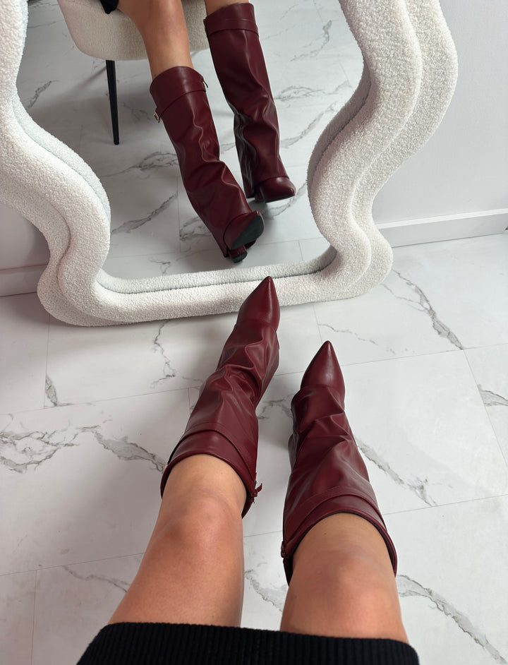 Eloise – Burgundy Leather Boots