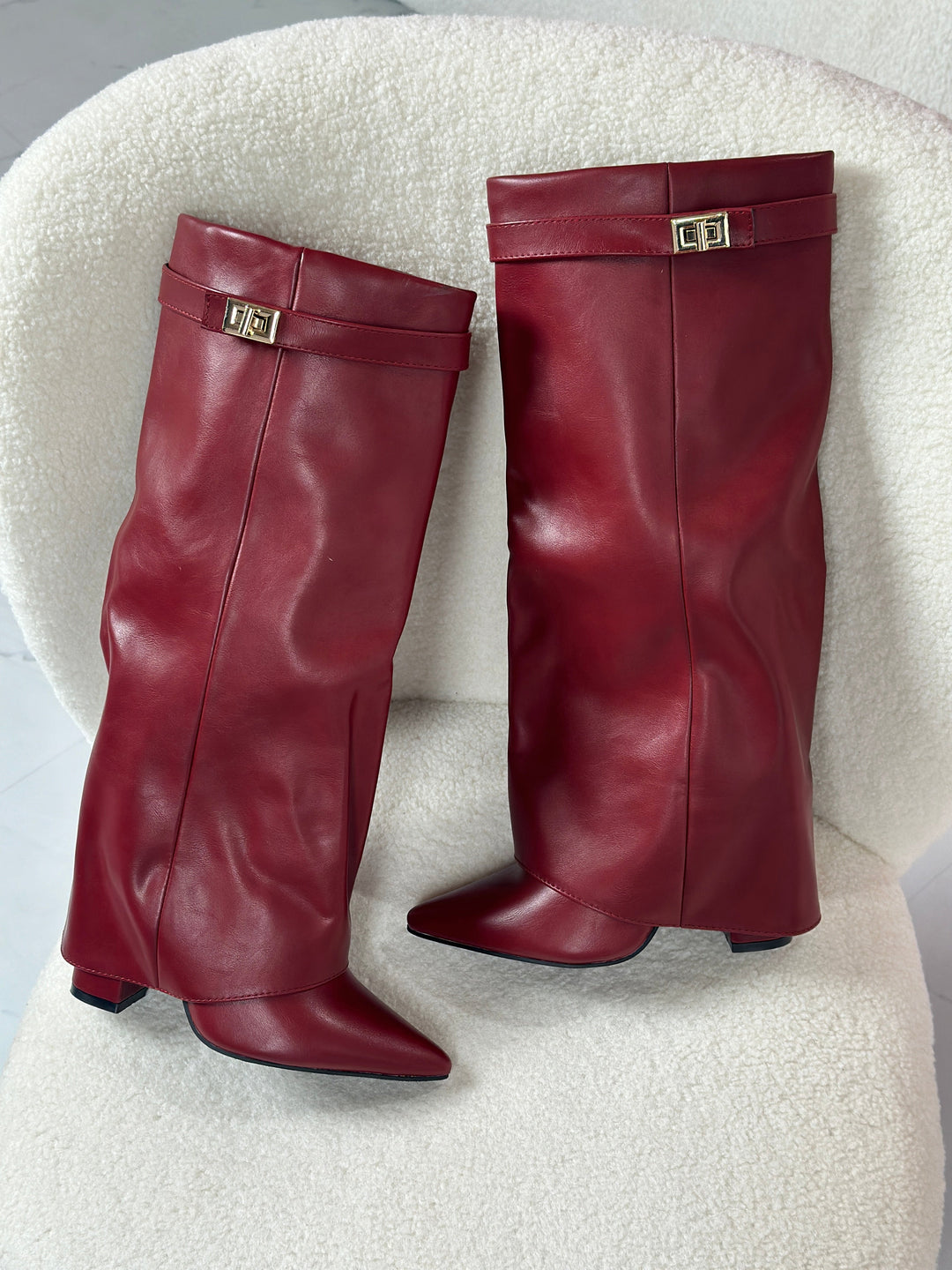 Eloise – Burgundy Leather Boots