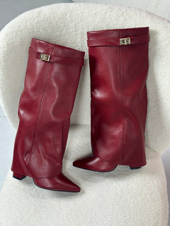 Eloise – Burgundy Leather Boots