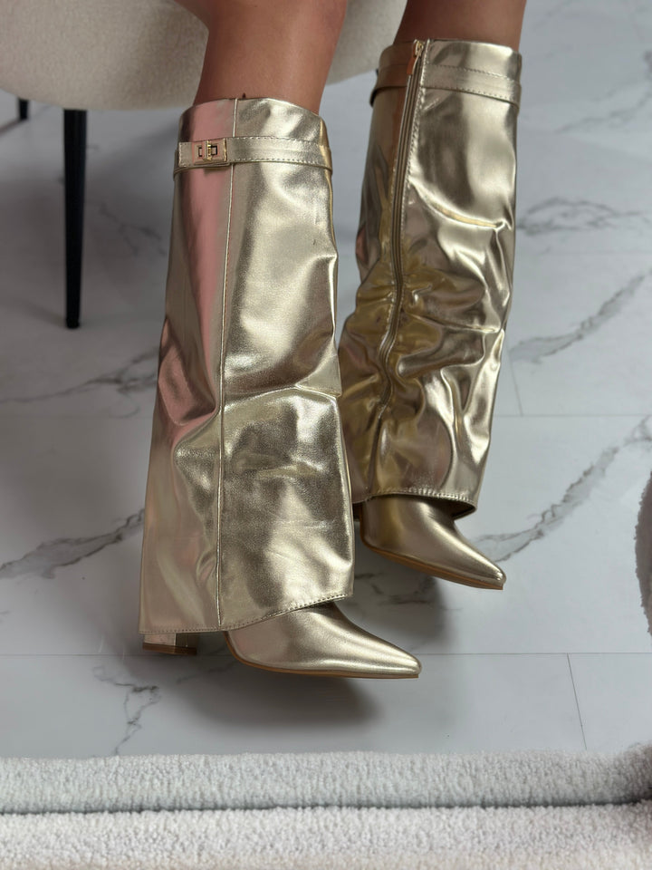 Josie – Gold Leather Boots