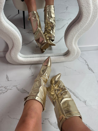 Josie – Gold Leather Boots