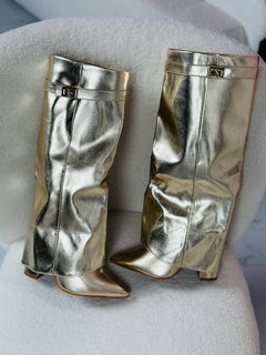 Josie – Gold Leather Boots