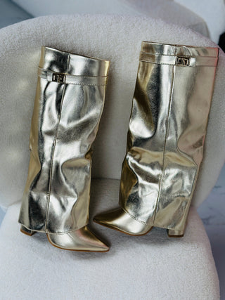 Josie – Gold Leather Boots