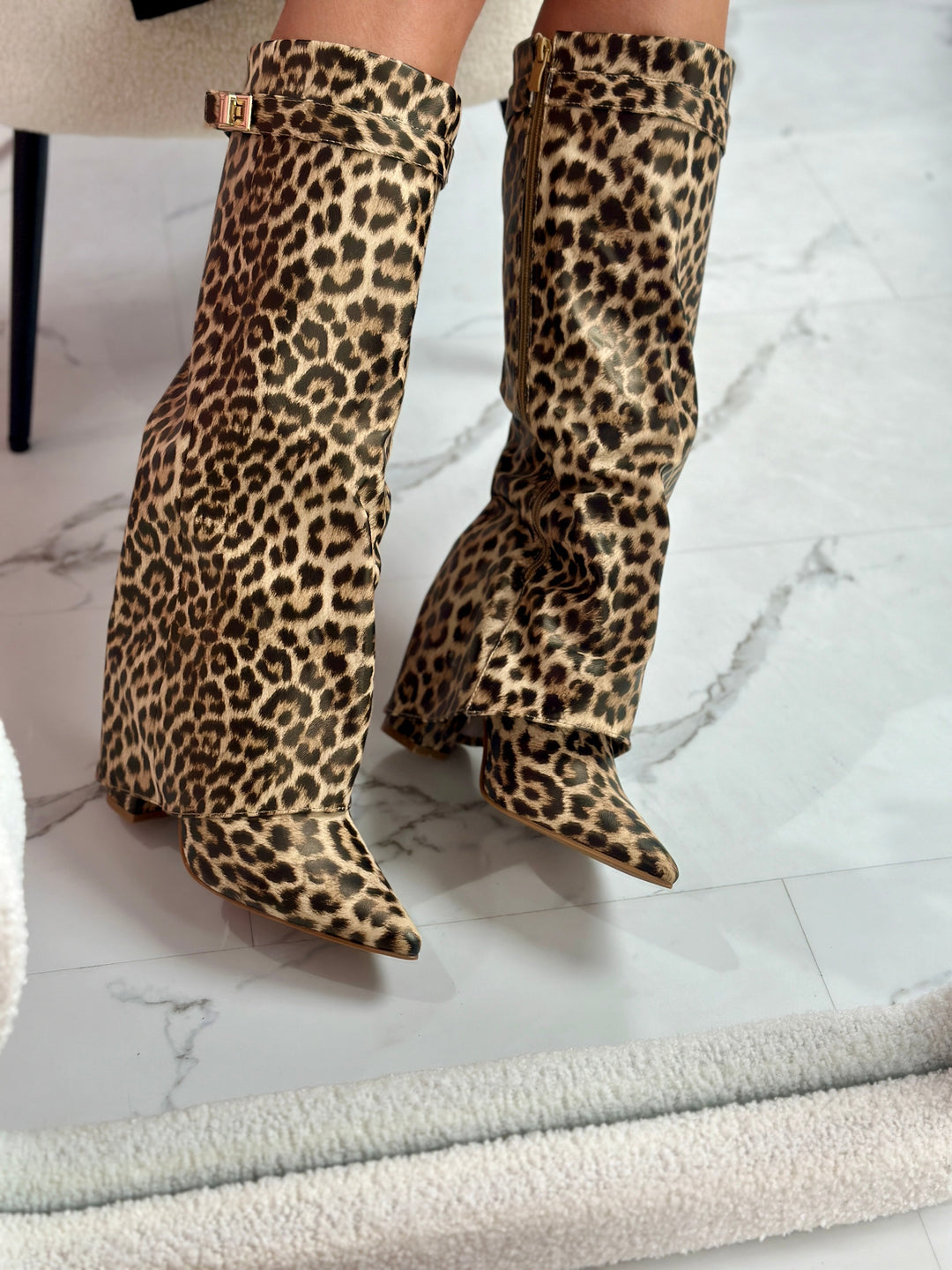 Sheena – Leopard Leather Boots