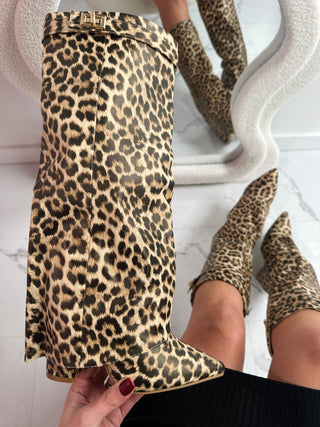 Sheena – Leopard Leather Boots