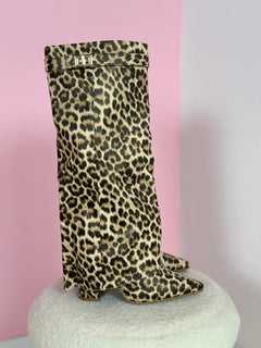 Sheena – Leopard Leather Boots