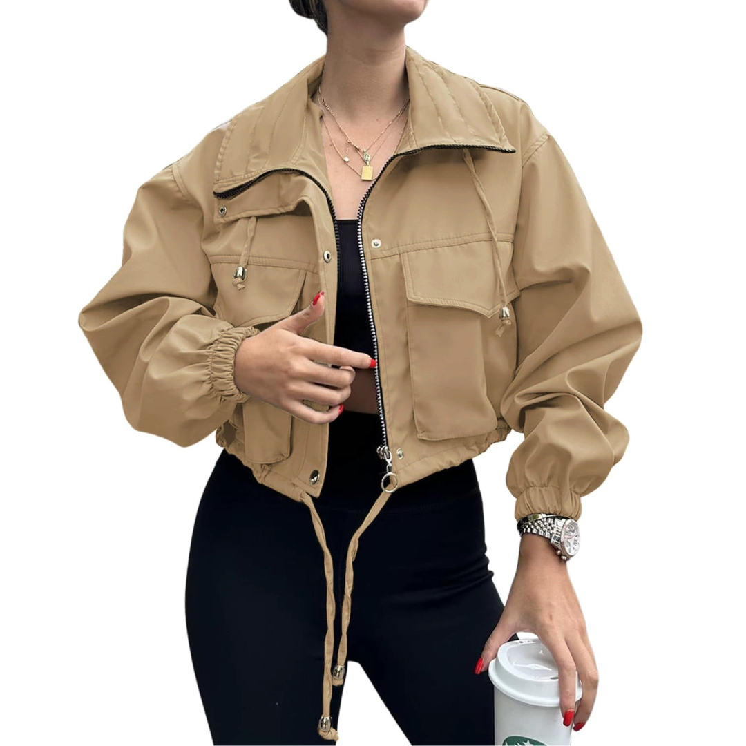 Ethel – Solid Zip-Up Crop Jacket