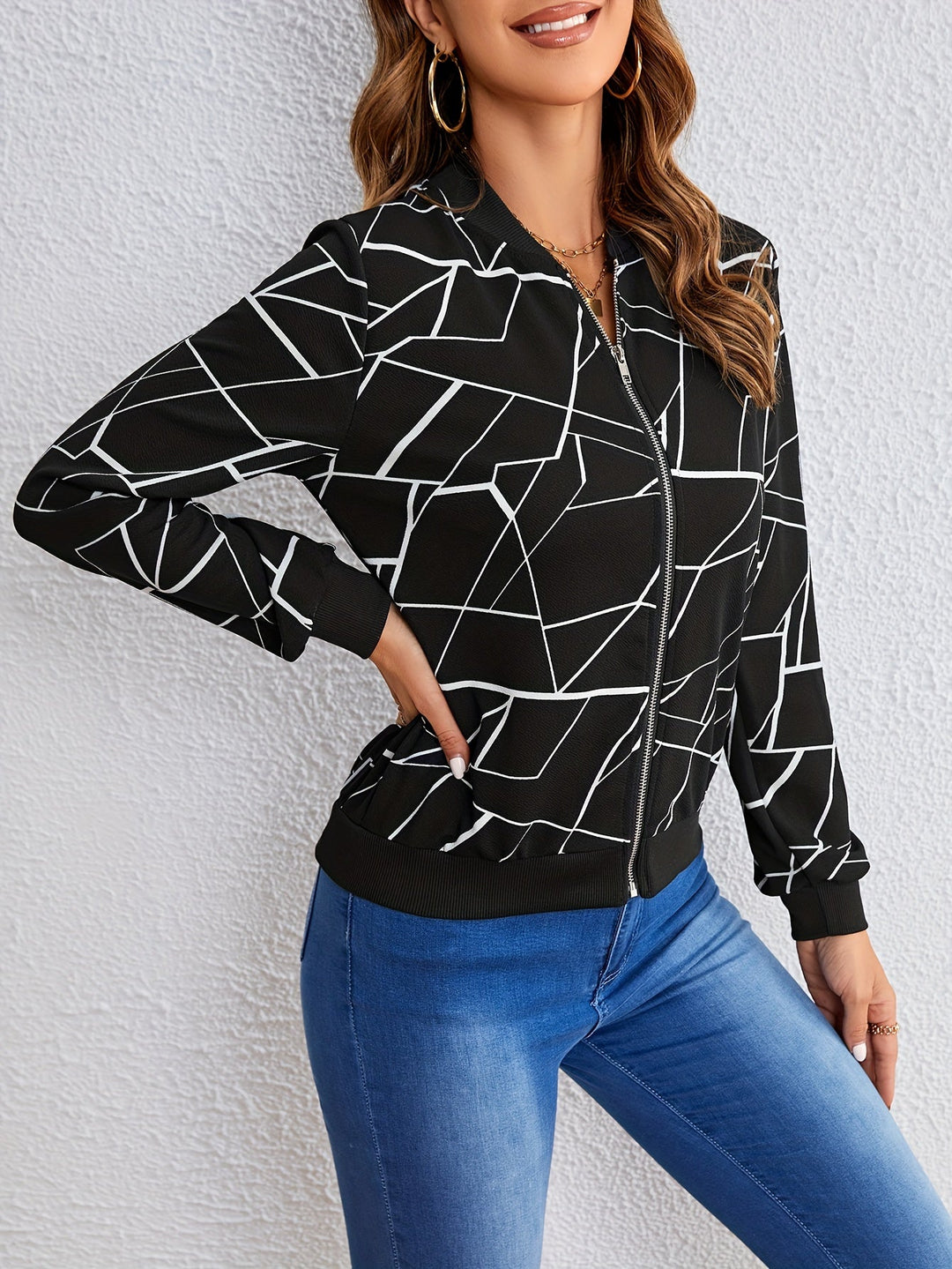 Nancy – Artistic Pattern Zip-Up Jacket