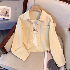 Moira – Casual Long Sleeve Collared Crop Jacket