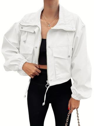 Susan – Lightweight Zip-Up Cropped Jacket