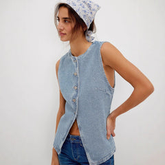 Mavis – Comfy Button Down Sleeveless Vest
