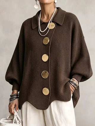 Victoire | Oversize-Cardigan mit großen goldenen Knöpfen
