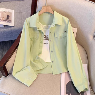 Moira – Casual Long Sleeve Collared Crop Jacket