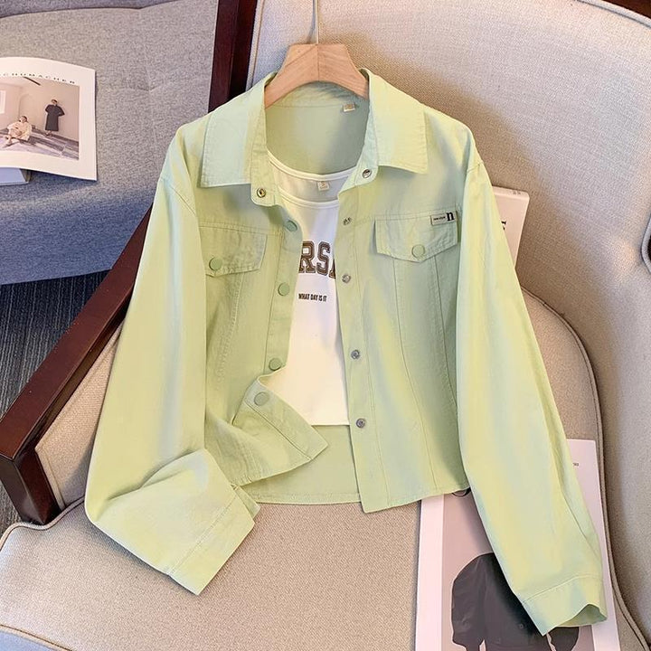 Moira – Casual Long Sleeve Collared Crop Jacket