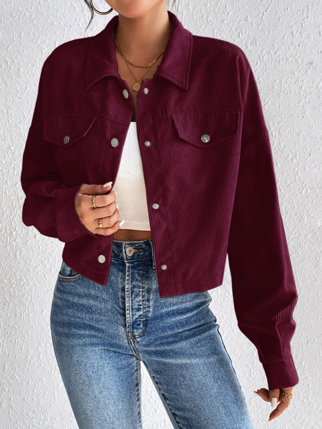 Jill – Vintage Collared Button-Up Jacket