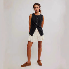 Mavis – Comfy Button Down Sleeveless Vest