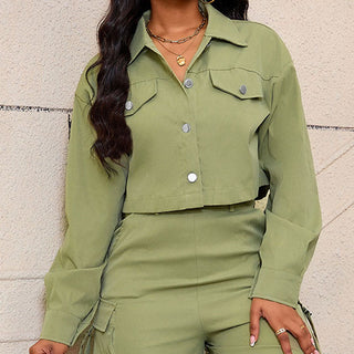 Betty – Casual Button Down Long Sleeve Crop Jacket