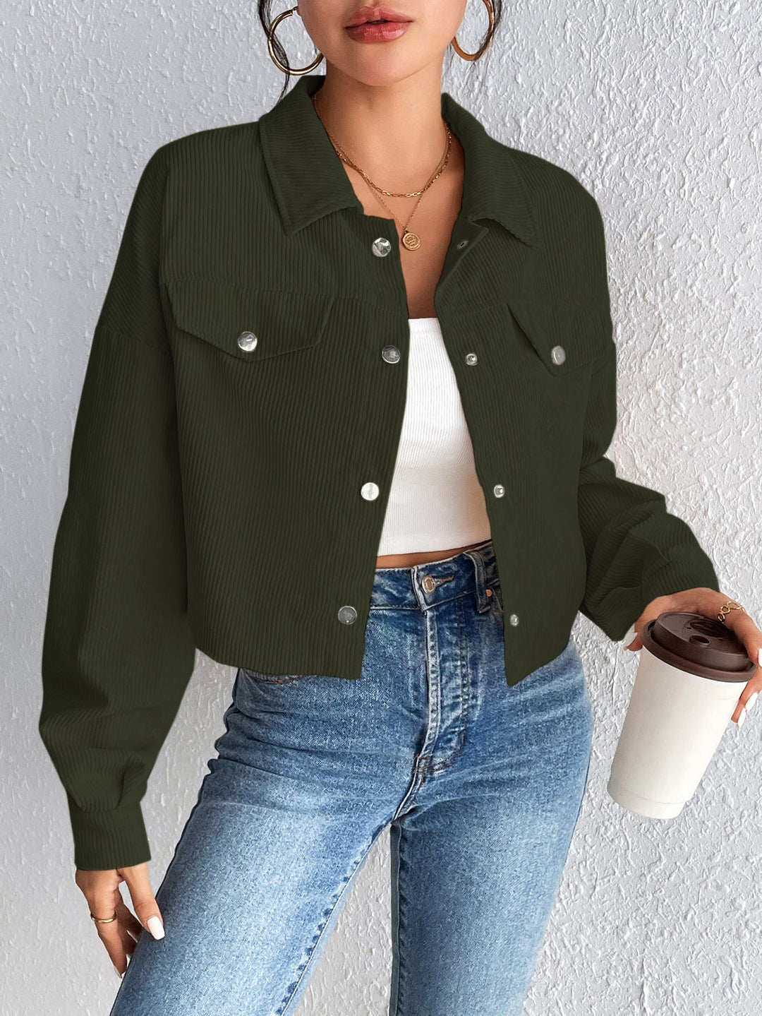Jill – Vintage Collared Button-Up Jacket