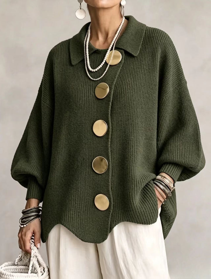Victoire | Oversize-Cardigan mit großen goldenen Knöpfen