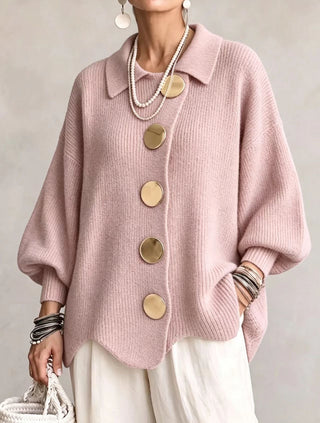 Victoire | Oversize-Cardigan mit großen goldenen Knöpfen