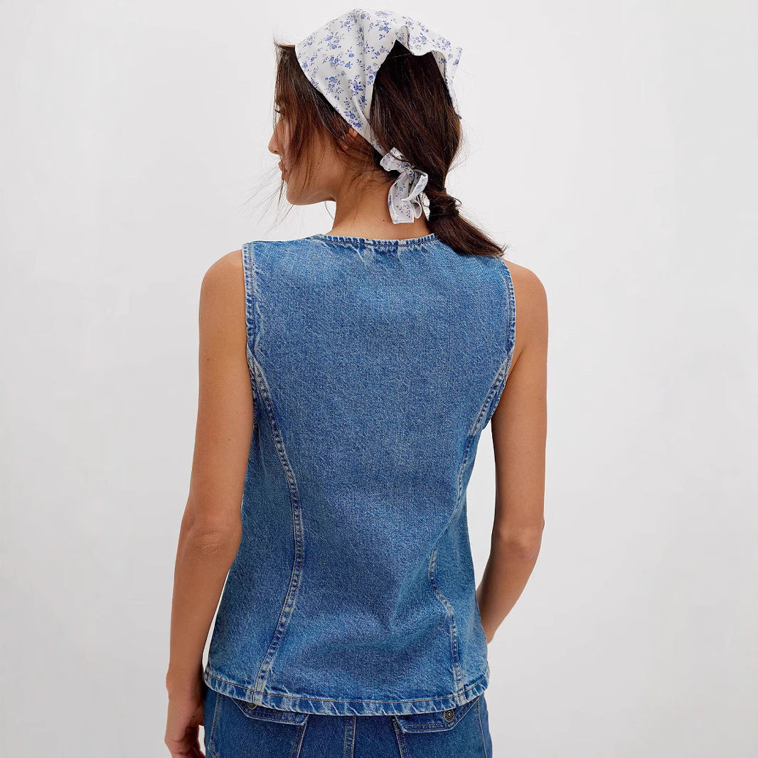 Mavis – Comfy Button Down Sleeveless Vest